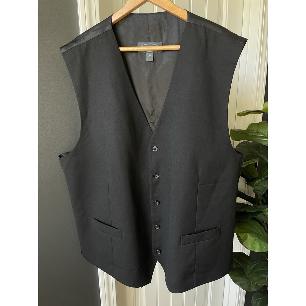Pronto Uomo Platinum Black 100% Wool Suit Vest Formal Waistcoat Sz 4XL READ